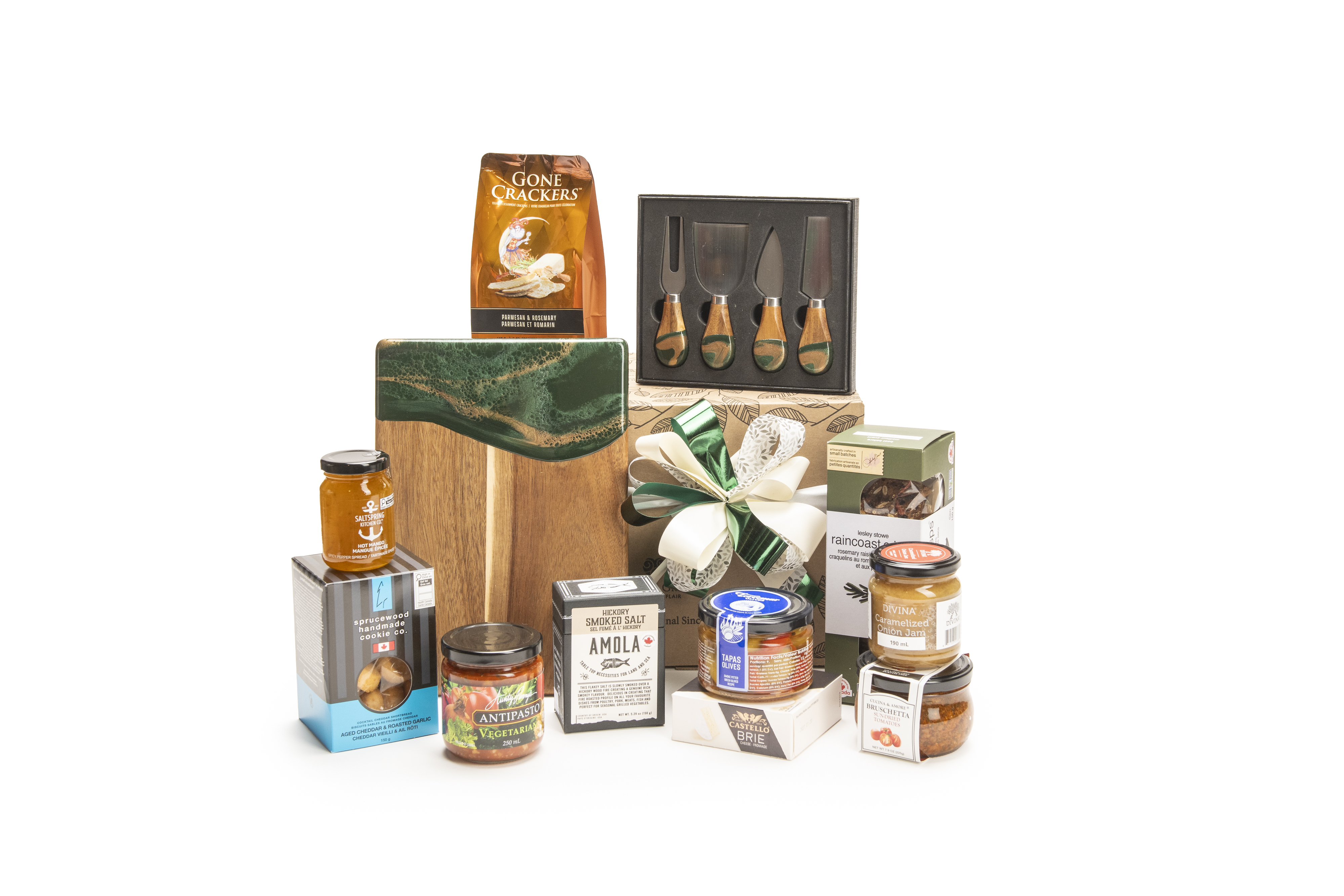 The Gathering Board with Your Logo A curated gourmet gift box featuring a branded charcuterie board, from our recent photo shoot.